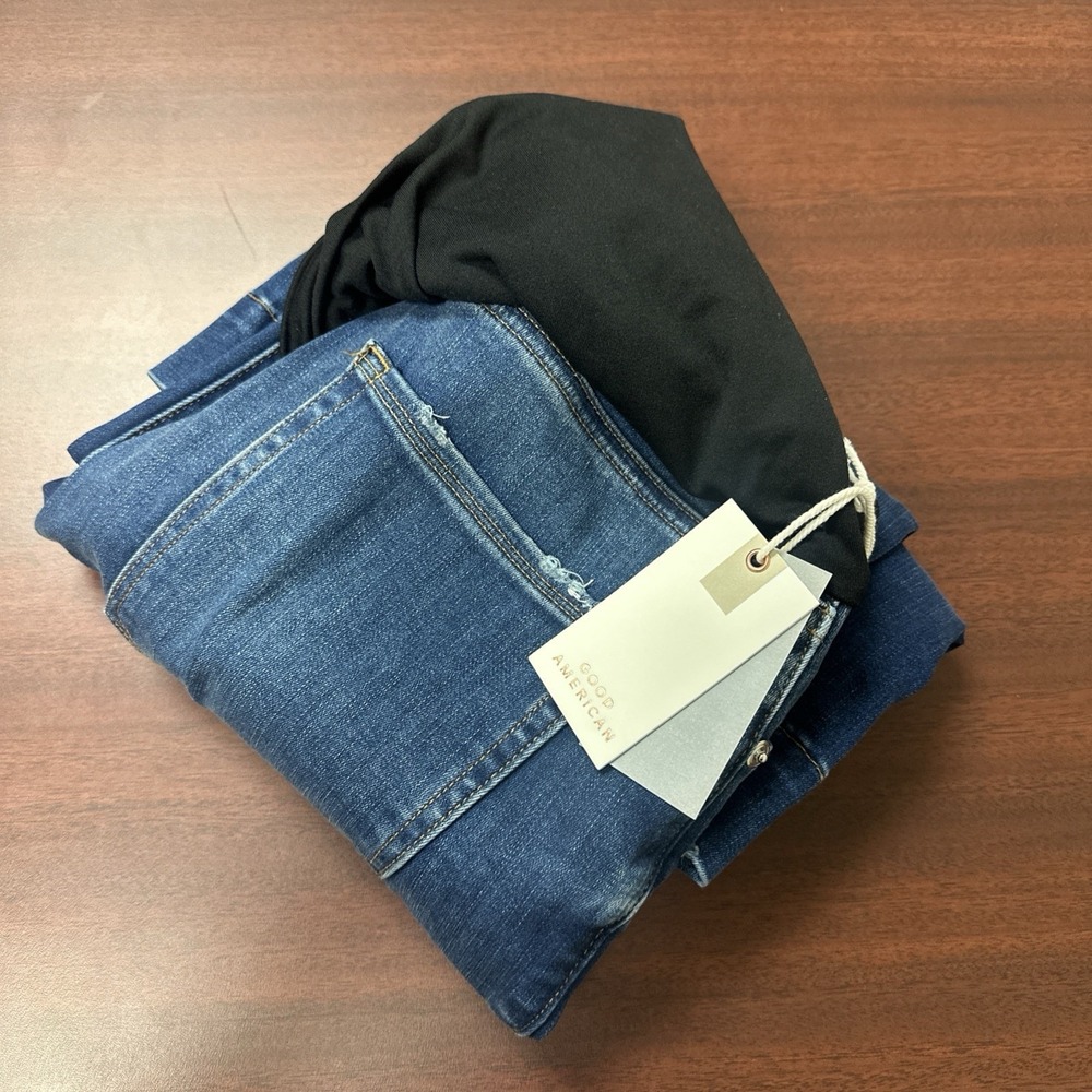 Good American Maternity‎ Jeans 2/26 Flare Trouser Hem Pull-On Full Belly NWT